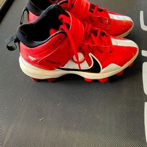 Nike trout high cleats red worn one season 6 1/2
